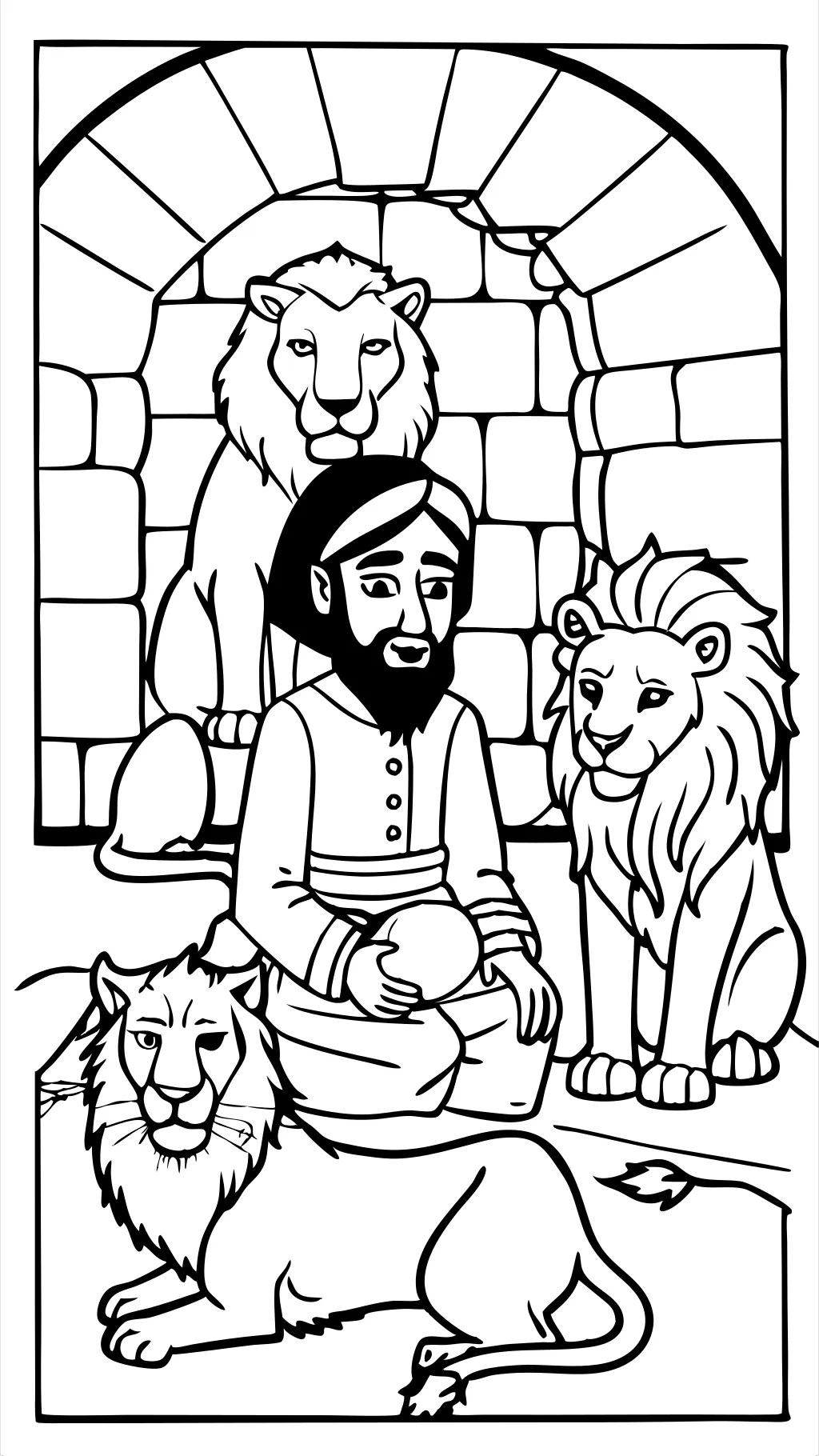 Daniel dans la page coloriage des lions den